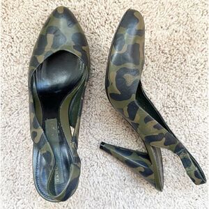 MARC JACOBS HEELS CAMO SLINGBACK PUMPS LEATHER MADE IN ITALY SIZE 39